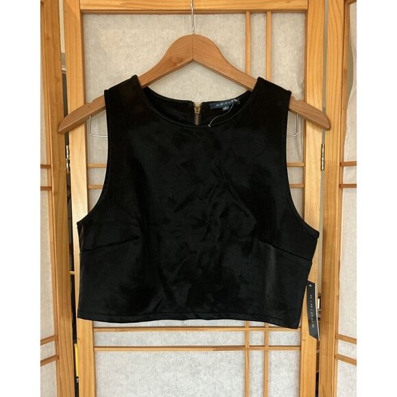 Kirious Tops - Kirious Faux Snake Skin Leather Crop Top Sleeveless Black Size Large